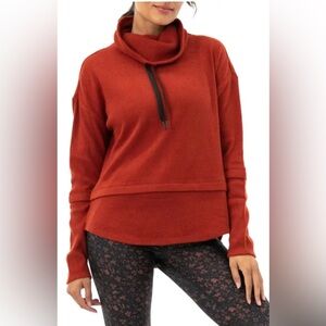 Nanette Lepore Rust Colored Cowl Neck Fleece Pullover - size S